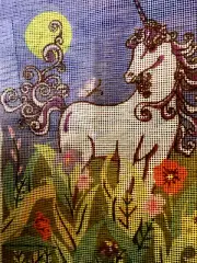 "Unicorn in the Flowers" canvas & needlepoint kit, 9" X 12", 12 ct., 136 yds.