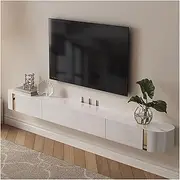 Floating TV Unit Luxury Modern TV Stand, Entertainment Center with 2 Drawers & Shelves, Large Capacity Media Console Table TV Cabinet with Storage for Living Room Floating TV Console (Color : White