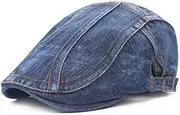 [ASTOC] Unisex Newsboy Hats Flat Ivy Gatsby Cabbie Driving Cotton Denim Berets Cap for Men Women