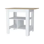 Adeline Kitchen Island: White & Macadamia