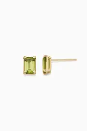 Oradina 14K Gold Date Me Birthstone Stud Earrings in Peridot - August at Nordstrom, Size Small