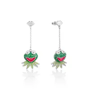 Couture Kingdom Disney the Muppets Kermit Frog Crystal Drop Earrings 60mm Silver