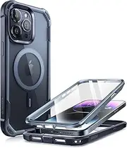 i-Blason Ares Mag for iPhone 15 Pro Max Case with Screen Protector, [Compatible with MagSafe] Clear Slim Full-Body Shockproof Rugged Bumper Case (Navy)