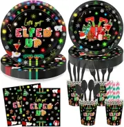 Let's Get Elfed Up Christmas Disposable Tableware Set (Plates, Cups, Napkins)