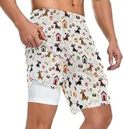 [ZZXXB] Puppy Dog Footprint Athletic Shorts for Men with Pockets 2 in 1 Quick Dry Running Shorts S-3XL