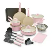 18-Piece Soft Grip Toxin-Free Healthy Ceramic Non-Stick Cookware Set (M470)