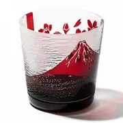 [Official Taiburo Studio] Edo Glass Red Mt. Fuji and Cherry Blossoms Free Cup