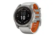 Garmin Fenix 7X Pro Sapphire Solar Titanium Smart Sports Watch - Fog Grey/Ember Orange Band, 51mm