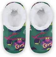 [Caihoyu] Kids Girls Boys Closed Back House Slippers Fuzzy Fleece Anti-Slip Rubber Sole Soft Warm Funny Slippers Home Indoor