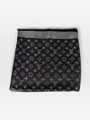 Black Silk Monogram Shine Shawl