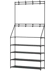 Artiss Shoe Rack Hall Tree 16 Pairs Black