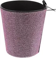 iplusmile Car Trash Can Back Seat Small Garbage Cans Rhinestone Mini Automotive Trash Bin Hanging Vehicle Waste Basket Bottle Cup Storage Holder for Car Air Vent Pink