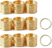 Shapenty 1 Inch/25mm Round Edged Metal Split Key Ring Chain Clip Connector Bulk for Car Home Keys Organization and DIY Art Craft Project (Gold, 100PCS)
