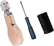 Sewing Awl Tool and Thread, Leather Canvas Hand Stitching Tools, Speedy Heavy Fabrics Tool for Leather, Canvas, Sail