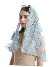 Catholic Chapel Veil for Women: Traditional Floral Embroidered Lace Mantilla