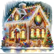 Rustic Gingerbread House Mosaic Art Kit, Acrylic (PMMA) Diamond Painting Kit