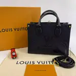 LOUIS VUITTON 路易威登 LV ONETHEGO PM 黑色壓紋顆粒牛皮 手提包 托特包 M45653