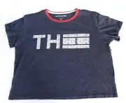 Tommy Hilfiger Sport Short Sleeve Logo Crop Tee Shirt Heather Blue Size M