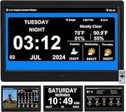 FEYBYLA - WiFi Digital Clock with Day and Date Alarm Calendar with Weather Temperature, Humidify Dementia, Alzheimers Clock for Elderly, Dimmable, 8 Alarm Options (WiFi 10.1