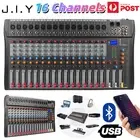 JIY 16 Channel Audio Mixer Bluetooth Sound Console DJ Live Stereo Mixing LCD USB