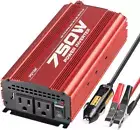 750W Power Inverter DC 12V to AC 115V Car Converter with 2A USB Charging Port