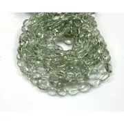 AAA Green Amethyst Natural Gemstone Smooth Oval Beads 16" Strand 9x7 to 12x10mm