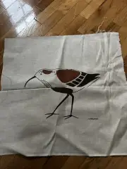 Vintage Marushka Canvas Screen Print Wall Art Bird Sandpiper Curlew Linen