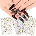 3D Holographic Butterfly Nail Art Decal Stickers Wings Autumn Gold UK Stunner