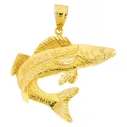 14K Gold Sculpted Big Fish Pendant