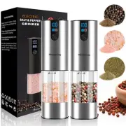 Electric Salt and Pepper Grinder Set Rechargeable with LED Display, Adjustabl...