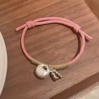 在飛比找蝦皮購物優惠-小胖福字手鍊 粉色手工編織繩手環 可愛甜美可調整手繩
