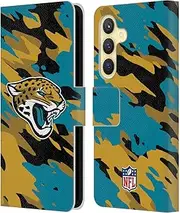 Head Case Designs Officially Licensed NFL Camou Jacksonville Jaguars Logo Leather Book Wallet Case Cover Compatible with Samsung Galaxy S24 5G