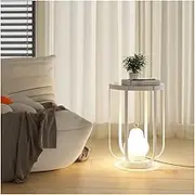 Indoor Floor Lamps Floor Lamp with Table, Industrial Decoration Floor Lamp with Bring Coffee Table Shelving, Modern Floor Lamp for Living Room, Office, Bedroom Standing Lamp(White)