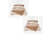SOGA 2X 200cm Light Camel Fur Fuzzy Super Soft and Cozy Fluffy Throw Blanket