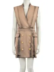 Pink Stone Washed Denim Button Dress