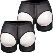 [FLORATA] Womens Butt Lifter Padded Lace Panties Seamless Butt Lifting Shorts Hip Enhancer Control Panties, #1 Black(2*pack), XX-Large