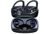 Wireless Earbuds Bluetooth Headphones 48 Hours Play Sports Headphones with LED Display OverEar Earbuds Builtin Microphone Headphones (Black)