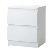 Oikiture Bedside Table Nightstand 2 Drawers Side End Table Storage Cabinet White