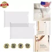 2-Pack Retractable Baby Pet Gates, 33" Tall & 55" Wide for Indoor/Outdoor Use