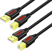 2 Pack Printer Cable 1.5 ft,USB Printer Cable USB 2.0 A Male to Type B Male