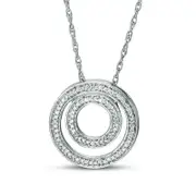 0.17 CT. T.W. Natural Diamond Double Circle Pendant in Sterling Silver