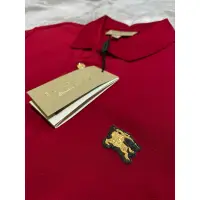 在飛比找蝦皮購物優惠-Burberry polo衫 （硬質金戰馬LOGO） 紅/M