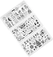 ABOOFAN Christmas Nail DIY Nail Art Decoration Manicure Kit Snowman Snowflake Pattern Plates Christmas Decor Snowflake Stamping Plate Nail Art Stamping Template Printing Plate Painted