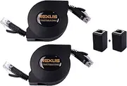 REXUS 2-Pack Retractable Cat 6 Flat Ethernet Network Cable 6.6 FT, 10 Gigabit High Speed LAN Wires Internet Patch Cable with RJ45 Connector for Xbox,PS4,Router, Modem,Switch(C6R22Z)
