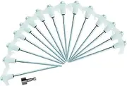 TooToo 15x Heavy Duty Steel Screw/Drill Camping Tent Pegs with Glow in The Dark Head Camping Stakes for Hard Ground – Includes 13mm Hex Bit for Tents, Awnings, Trampolines