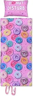 iscream Yummy Print Cozy Silky Soft Fleece Lined Sleeping Bag and Pillow Set for Kids - Go Do-Nuts