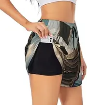 [GaxfjRu] Old Viking Boat Print Women's Running Shorts High Waisted Running Shorts Pocket Sporty Gym Elastic Short