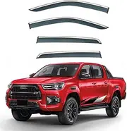 Car Wind Deflectors for Toyota HILUX REVO MK8-AN120-AN130 2015-2022-2025, Window Visor Rain Guards Smoke Tinted Weather Deflector Shields for Sun Rain Protection