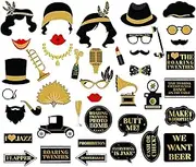 42Pcs 1920s Photo Booth Props - Roaring 20's Party Props for Luxury, Speakeasy, Gangster, Jazz & Art Deco Parties