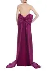 Badgley Mischka Breathtaking Halter Gown Sangria Prom Mikado Bow $990 sz 16